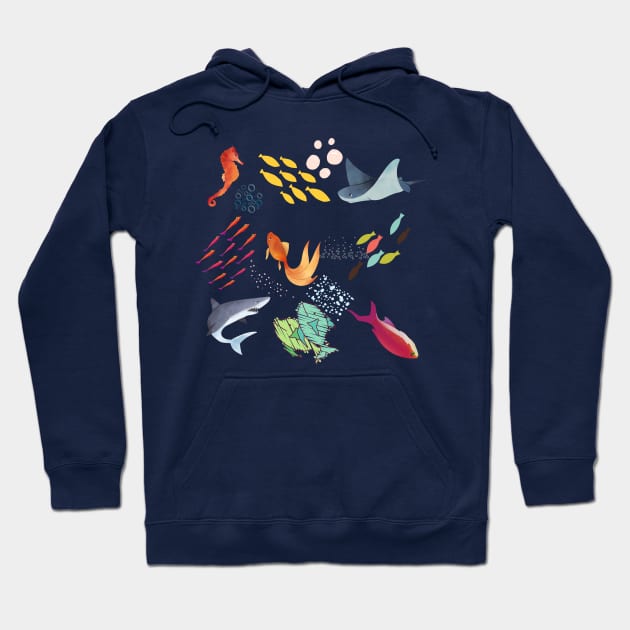 Cute Fish under the ocean Hoodie by DarioNelaj